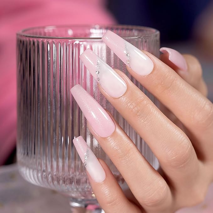RARJSM Nude Rubber Base Gel Nail Polish Pale Pink Sparkle Silver Glitter Sheer Rubber Base for Nails Brush on Quick Extend Builder Hard Gel Soak Off Curing Requires 15ml Salon Home French Manicure