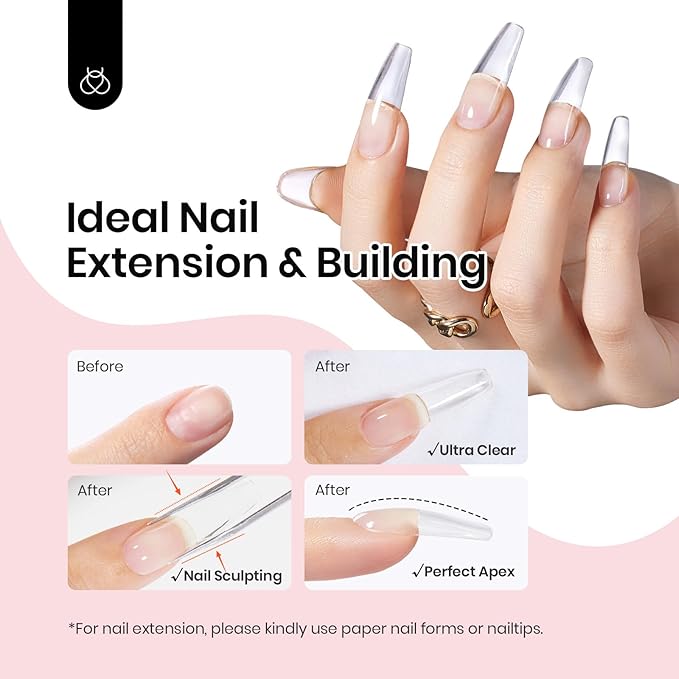 Beetles Low Heat Hard Gel-Mint Sheer Clear 1 oz 9 in 1 Nail Extension Sculpting Building Apex for Salon Professionals, Clear Builder Nail Gel, UV & LED Lamp Cured Needed