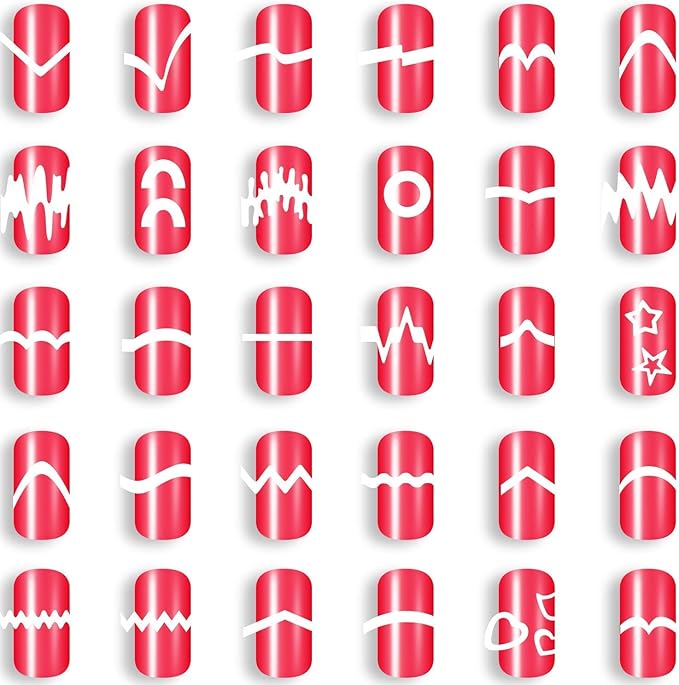 1275 Pieces 49 Patterns Designs Nail Art Stencils French TIp Guides, Self-Adhesive Manicure Art Stickers Form Fringe Guides Vinyl, 36 Sheets