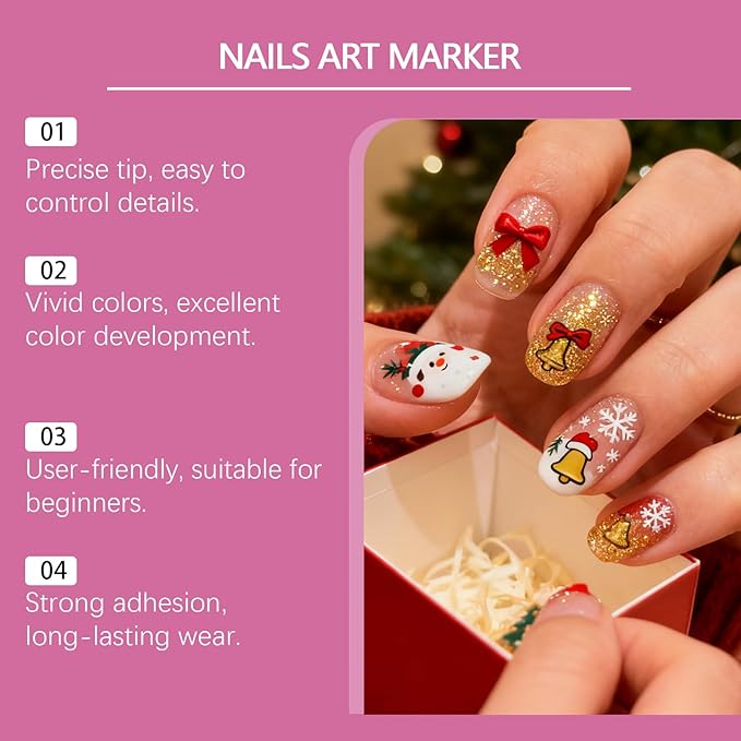 12 Colors Nail Art Pens Set, Nail Art Markers Polish Pen for 3D, Drawing Painting Liner Brush for DIY Beauty Adorn Manicure Tools