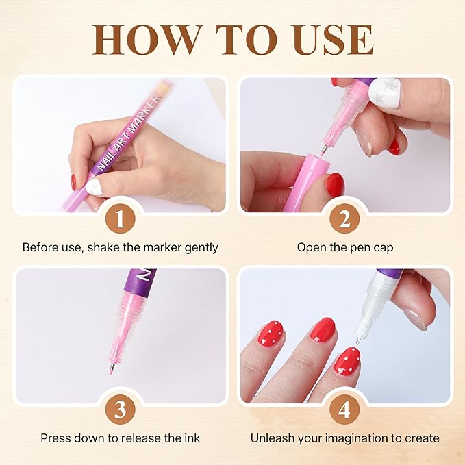 SUTROMA 12 Colors Nail Art Pens Kit, Waterproof and Quick Dry Nail Art Markers, Nail Polish Pens, DIY Art Nail Decorations