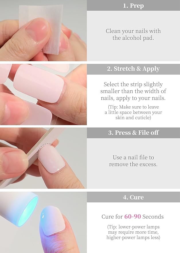 Semi Cured Gel Nail Strips, 20Pcs Long Lasting Salon Quality Wraps, Easy Apply & Remove Gel Nail Stickers with UV Light (Vineyard Crush Red)