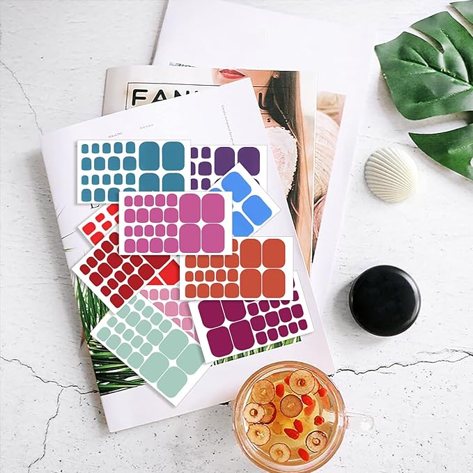 SILPECWEE 20 Sheets Toenail Sticker Wraps - Solid Color Gel Nail Strips for Women's Manicure - Self-Adhesive Nail Polish Art Sticks - 1pc File Included