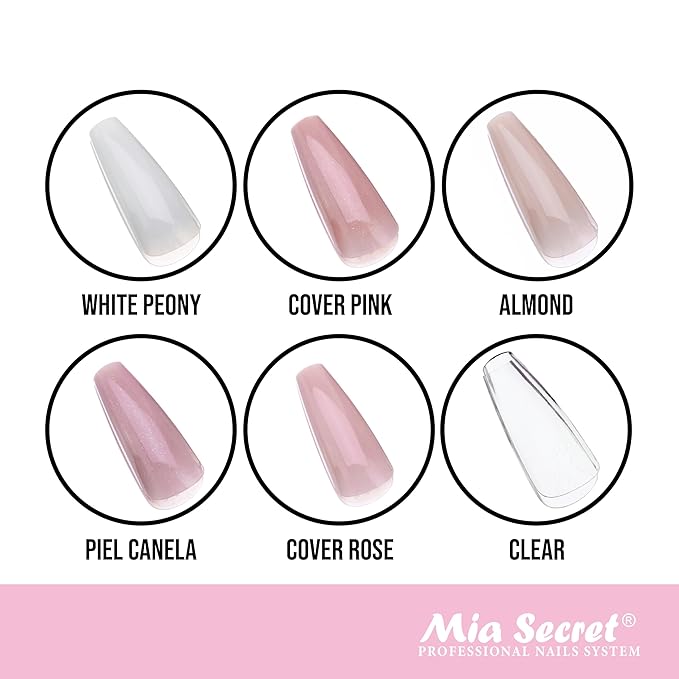 Mia Secret Soak off Soft Gel Nail Tip MADE IN USA for Salon and DIY (White Peony, Coffin)