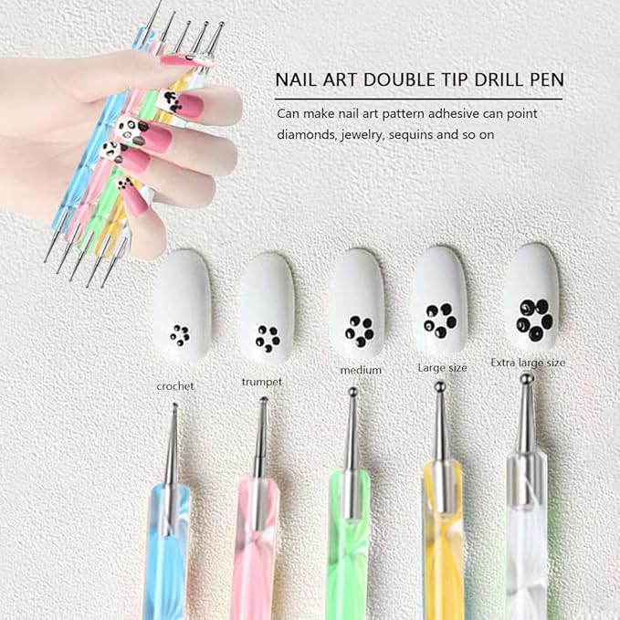 Nail Art Tool Set ,Nail Clippers Set， Painting Brushes Set， 2-way Drawing Dotting Painting Pens.Stainless Steel Durable Nail Clipper Care with Portable Leather Case，Give Nail File.（34PCS）
