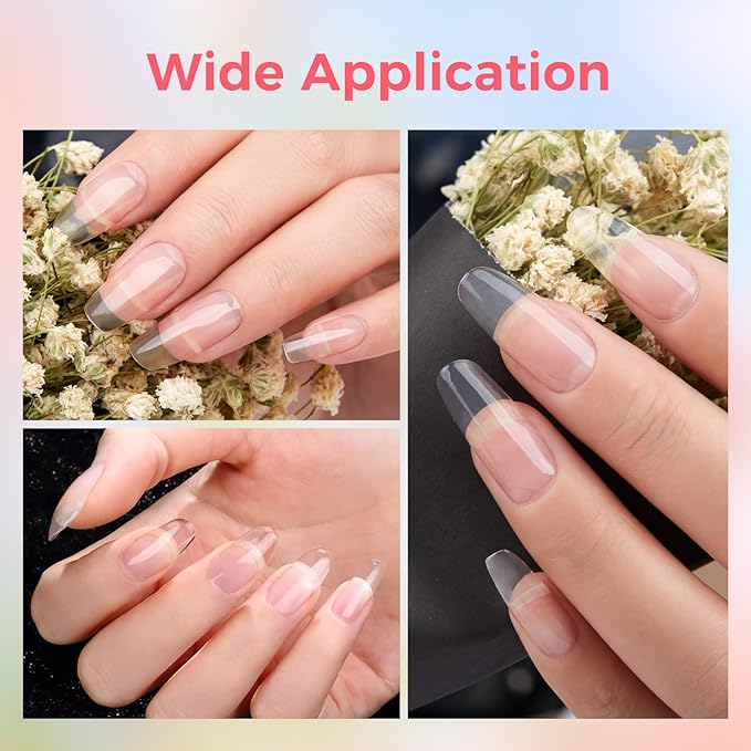 Builder Gel for Nails, 60g Sheer Pink Hard Gel for Nail Extension with 10 Nail Forms, Strengthener & Thickening, UV LED Lamp Cured Sculpture, Repair Broken Nails, Salon DIY Manicure Kit