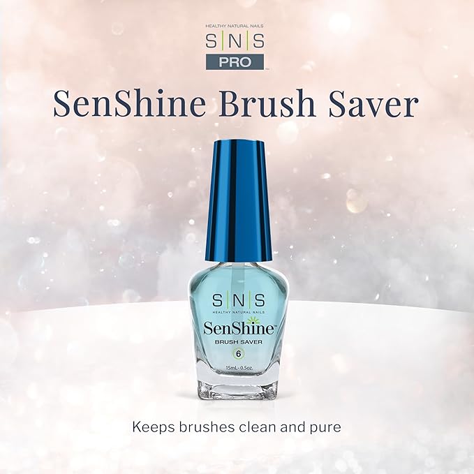 SNS Nail Polish Remover for Nail Dip Powder, SenShine Brush Saver - Maintains Soft & Clean Brushes Between Applications - Travel Size Gel Nail Polish Remover for Hardened Brush Bristles - 0.5 OZ