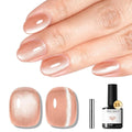 modelones Nude Cat Eye Gel Nail Polish Nude Gel Polish Jelly Glass with Magnet Holographic Glitter Shimmer Translucent Sheer Color Magnetic Nail Polish 15 ML