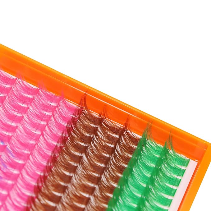 28Rows,wholesale Pack Mixed Black and Colorful Wide Stem Cluster Eyelashes Kit 2 in 1 Bond&Seal+ 1pcs Tweezer Grafting D Curl Individual False Eyelashes Home DIY Eye Lash(Color-C10-12-14-16-18MM MIX)