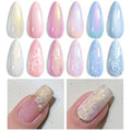 Born Pretty Pearl Gel Nail Polish Aurora Iridescent Glitter Shimmer Pearl Effect White Pink Purple Blue Mermaid Drawing Gel Nail Polish Shell Swirl Thread Effect Nail Gel Soak Off Led DIY Gift 6PCS