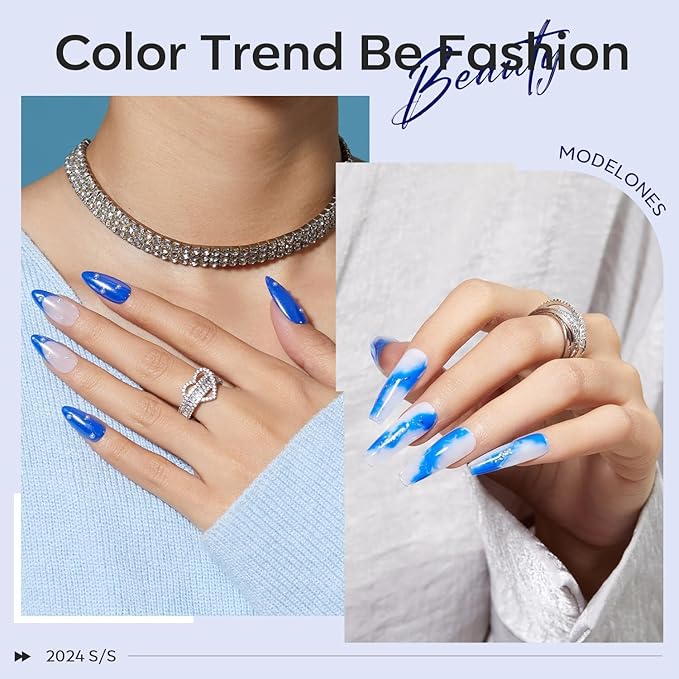 modelones Blue Gel Nail Polis Paulina Lapis Cobalt Blue Color 4th of July Gel Polish Soak Off UV LED Nail Art Manicure 15 ML