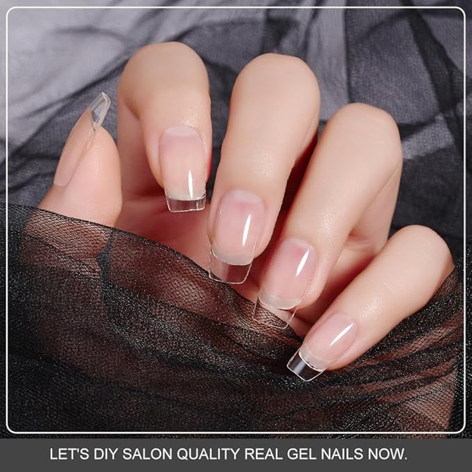 Arte Clavo Semi Cured Gel Nail Strips, 20 Pcs Gel Nail Stickers with UV Light Required, Salon Quality, Long Lasting, Easy Apply and Remove (Transparent)