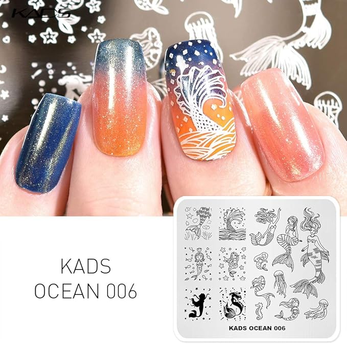KADS Nail Art Stamp Plate - Ocean Sea Mermaid Series Nail Stamping Plate Template Image DIY Decoration Tool