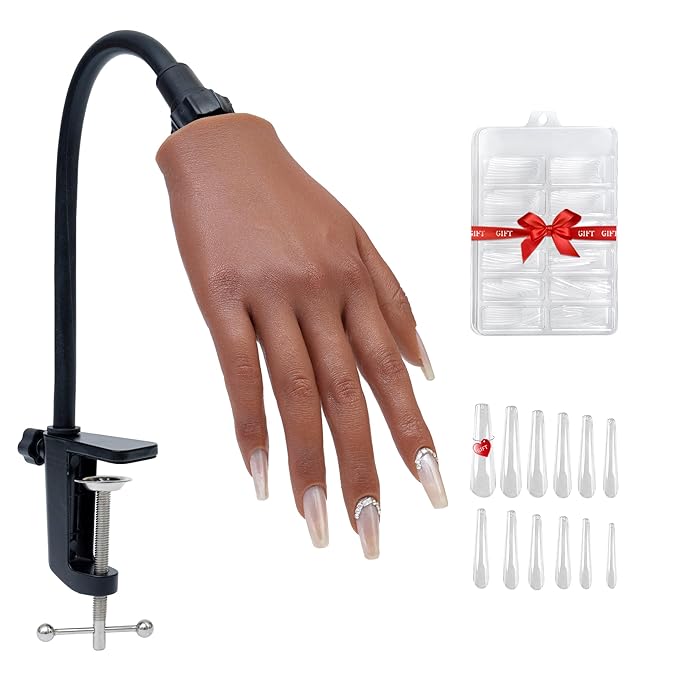Practice Hand for Acrylic Nails,Professional Mannequin Training Hand with Flexible Fingers for Acrylic Nails,Gel Polish & Nail Art,Complete Practice Kit for Manicure Beginners