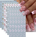 6Pcs Heart Nail Stickers for Nail Art Love Hearts Nail Decals Hollow Love 3D Nail Art French Sticker Self-Adhesive Slider Kawaii Heart-Shaped Manicure Decals Nail Tip for Women Valentine Gift