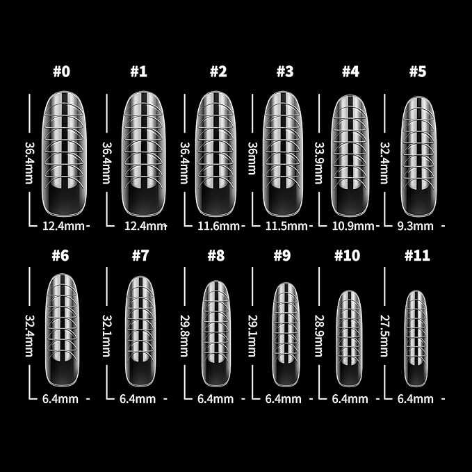 LIONVISON Poly Gel Nail Forms: 120Pcs Coffin Shape Nail Forms for Builder Gel Reusable - 12 Sizes Extension Acrylic Nail Molds Sets - False Nail Tips for Manicure Nail Art Design Salon DIY
