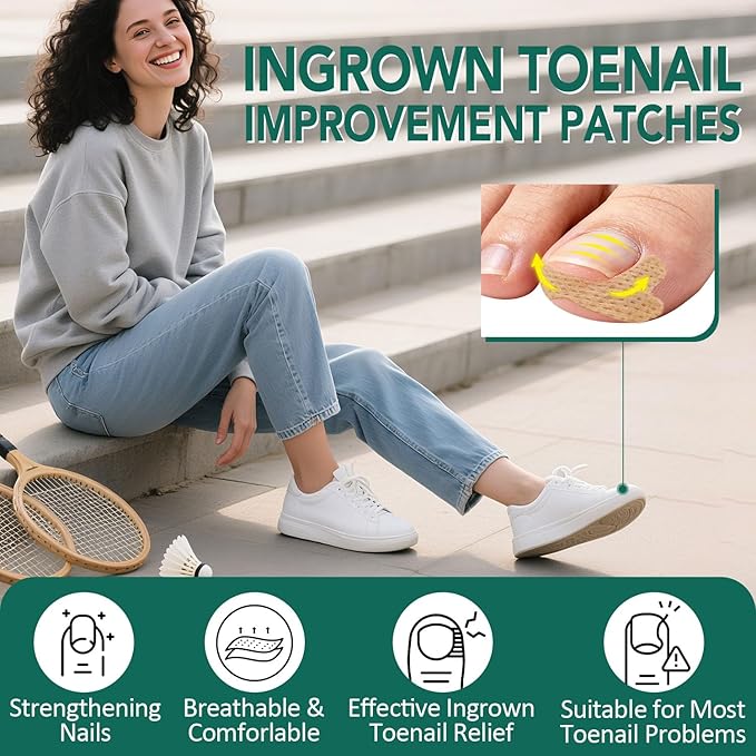 Ingrown Toenail Treatment, 100 Pcs Breathable Ingrown Toenail Strips, Toenail Corrector Patch with 3 Pedicure Tools for At-Home Pedicure and Foot Care (Style 02)