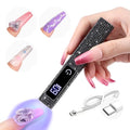 SAVILAND Black U V Light for Gel Nails: Handheld 12W 8X Speed Nail Flash Cure Lamp with Dual Timer & Touch Screen & LCD Display Screen Portable 400 mAh LED Flash Cure Light Nail Art Home