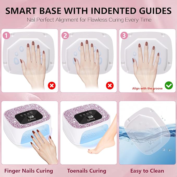 Rechargeable UV/LED Nail Lamp with Auto Sensor, Portable Cordless Gel Nail Dryer Light 4 Timings & Diamond LCD Screen, UV Light for Gel Nails at Home Salon (White)