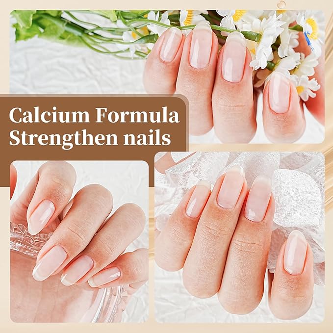 Clear Nail Polish Ridge Filling Base Coat, Nail Strengthener and Growth, Ridge Filler For Nails, Shea Butter & Vitamin E & Protein Formula, Hydrate Strengthen Nourish Damaged Natural Nails