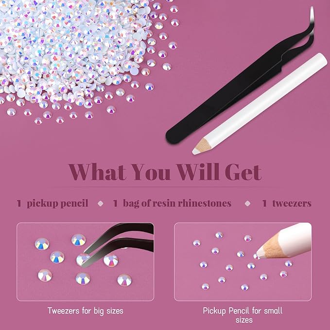 12000PCS 2mm Resin Jelly Rhinestones in Bulk (White AB), Bedazzling Flatback Crystals Rhinestones for Crafting DIY Nail Decoration, Gems Diomand Charms for Tumbler Shoes Clothing Fabric
