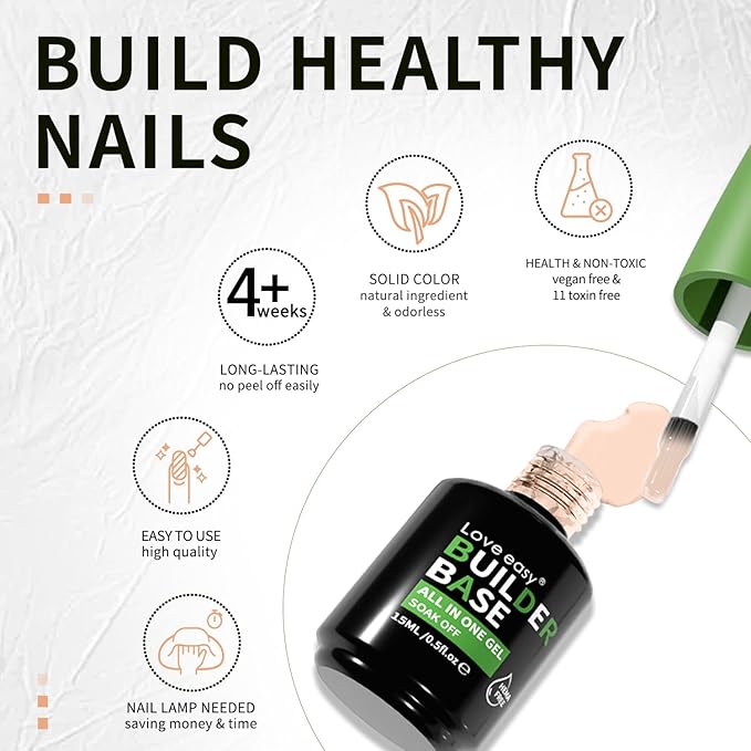 Salon-Grade Beige Builder Gel - Hypoallergenic Strong Base Coat | Long-Lasting Adhesion (30+ Days) for Professional Nails Gift for Women