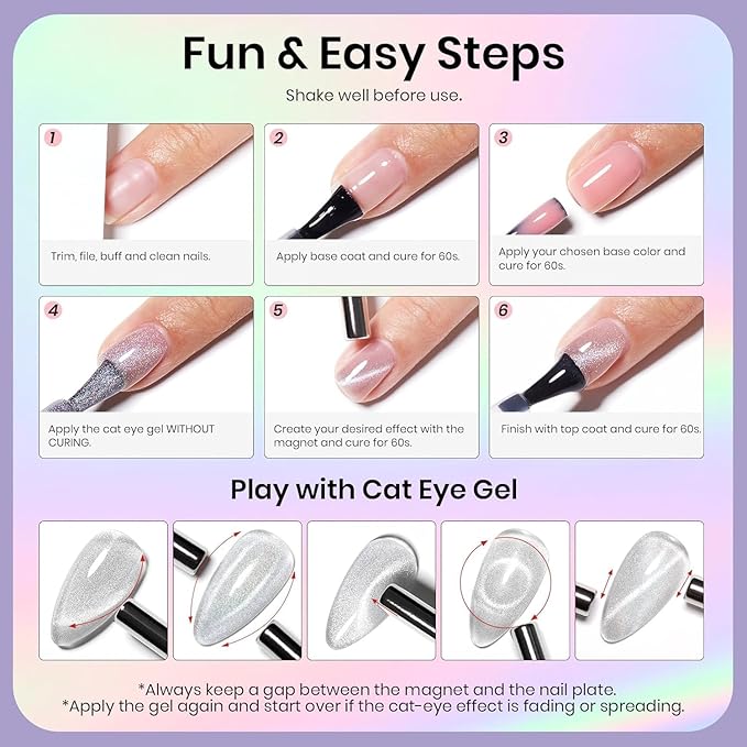Beetles Star Cascade Silver Cat Eye Gel Nail Polish - 15ML Christmas Silver Glitter Cat Eye Gel Polish with Magnet Soak Off UV Velvet Nail Polish Salon DIY Manicure Winter Gift for Women