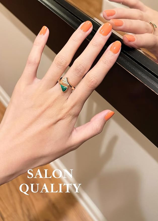 Semi Cured Gel Nail Strips - UV Light Gel Nail Stickers - 20 Long Lasting Salon Quality Wraps (Blazing Orange)