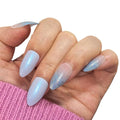 Light Blue Press on Nails - 24Pcs Long Stiletto Fake Nails with Gradient Glitter Design, Reusable Acrylic Artificial Nails for Women, 12 Sizes