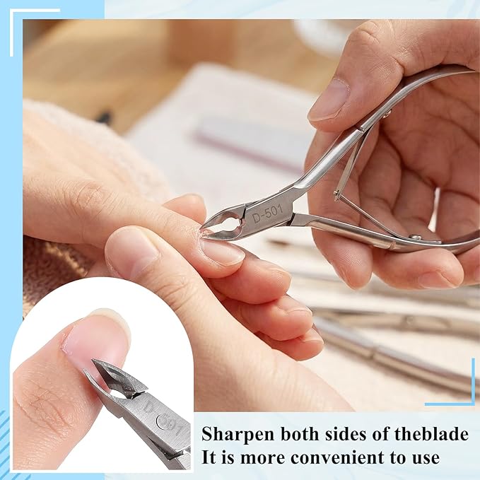 Lothee 10 Pack Cuticle Trimmer with Pusher 200 Count Self Sealing Sterilization Pouches, Professional Stainless Steel Cuticle Nipper Remover Cutter Manicure Pedicure Tools Kit for Home Salon Nail Care