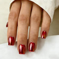 Chrome Orange Red Press on Nails Short Square, Glazed Short Fake Nails with Sparkle Mirror Design, Shiny Glitter Glue on Nails with Glue, Cute Gel Nail Press ons for Fingernail 30 Pcs