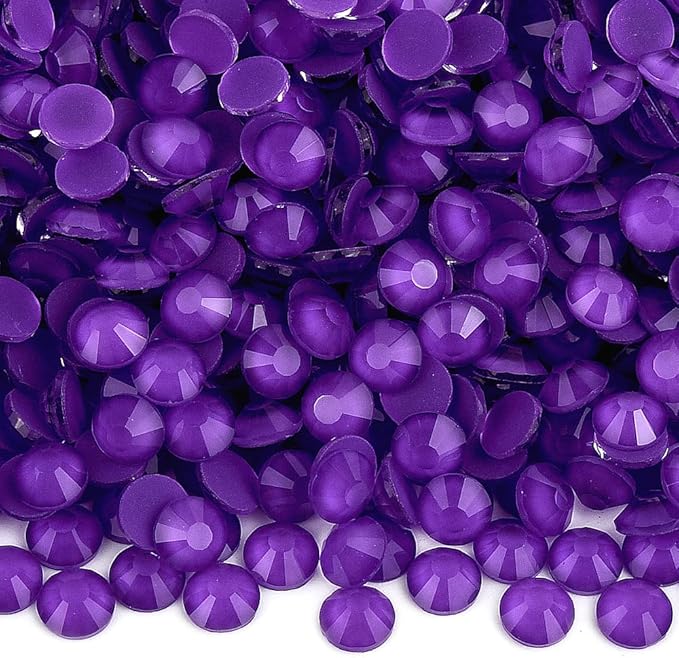 Blinginbox Flatback Rhinestones Round Gems, 1440pcs Luminous Series Glass Stones Neon Gems Non Hotfix Crystal Rhinestones for Nail Charms Crafts Clothes Tumblers,Deep Lilac Neon,SS16.