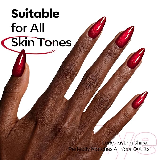 modelones Red Cat Eye Gel Polish Burgundy Red Gel Polish Magnetic Glitter Holographic Ruby Red Gel Nail Polish Valentine Reflective Jelly UV Gel 15 ML