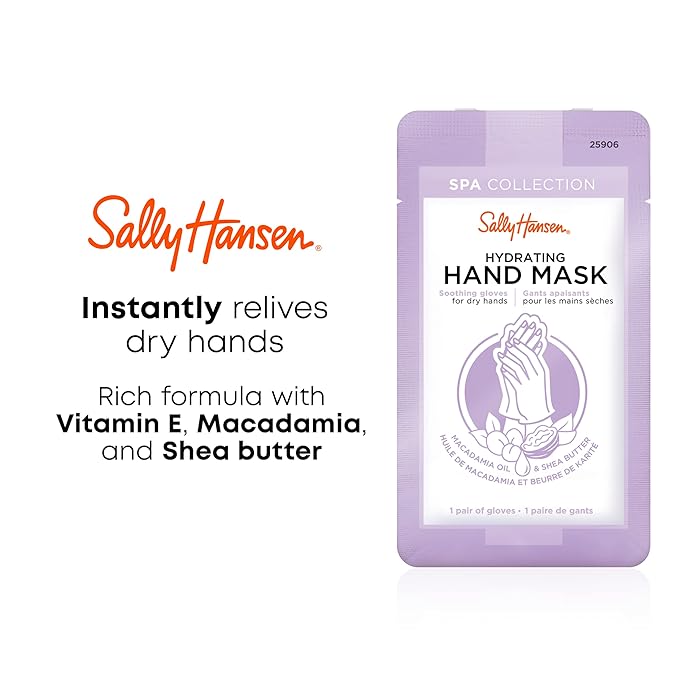 Sally Hansen Nail Treatment Spa Collection Hydrating Hand Mask | Soothing Gloves for Dry, Rough Hands | Infused with Vitamin E, Macadamia & Shea Butter