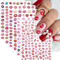 6 Sheets Valentines Day Nail Stickers for Nail Art Kit Sexy Red Lip Nail Decals 3D Self-Adhesive Colorful Lip Nails Design Valentines Nail Art Supplies for Women DIY Acrylic Manicure Salon