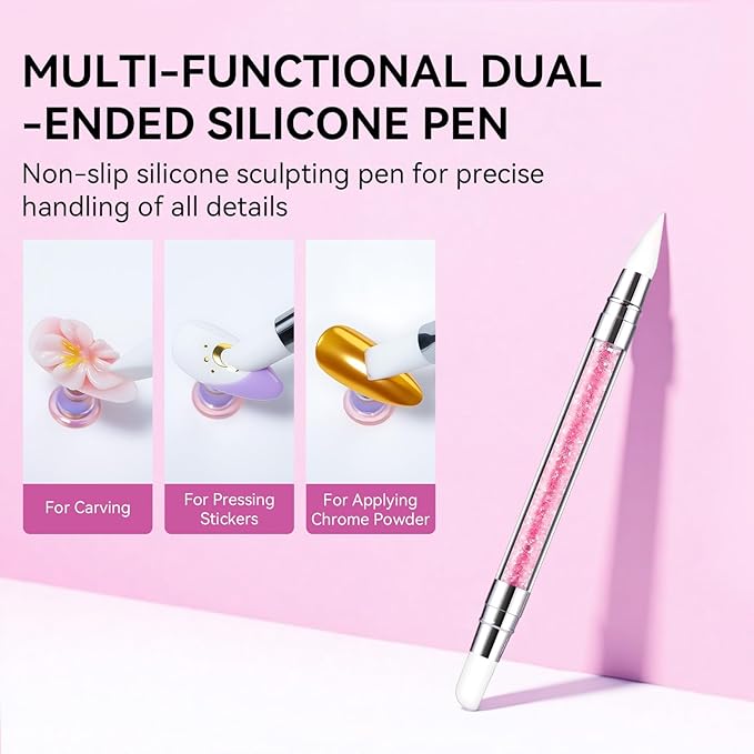Makartt 3D Gel Nail Art: Clear Sculpting Gel Non-Sticky Hand Carving Glue Extension No Wipe Chrome Nail Powder Molding Gels Solid UV LED Soak Off Gels Nail Art DIY Salon Home