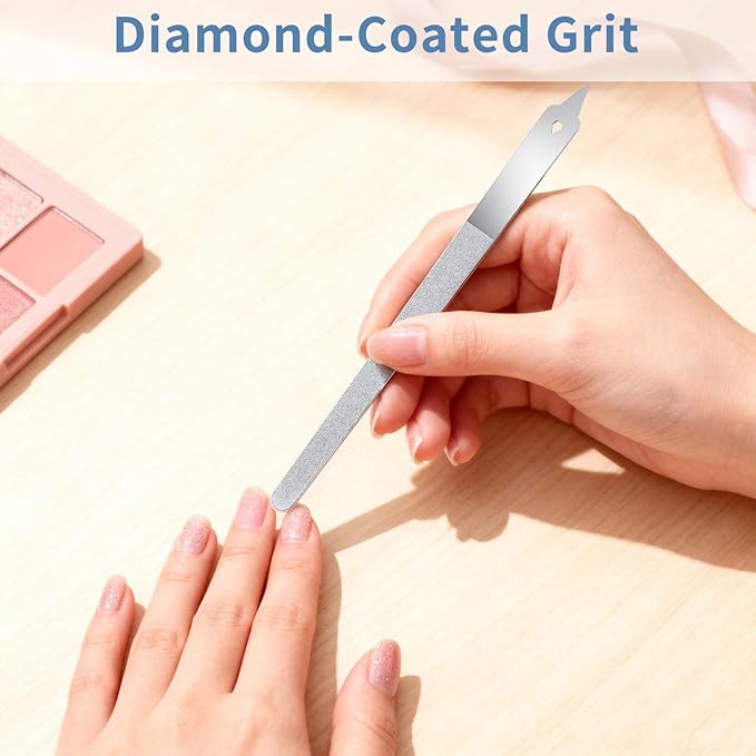 4 PCS Diamond Deb Nail File, 6-inch Stainless Steel Metal Nail File, Double Sided Manicure Pedicure Toenails Tools for Salon Home