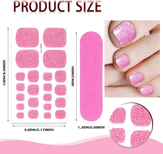 8 Sheets Glitter Toe Nail Wraps - Colorful Sparkly 3D Solid Color Polish Gel Stickers - Purple Self-Adhesive Designs for Women
