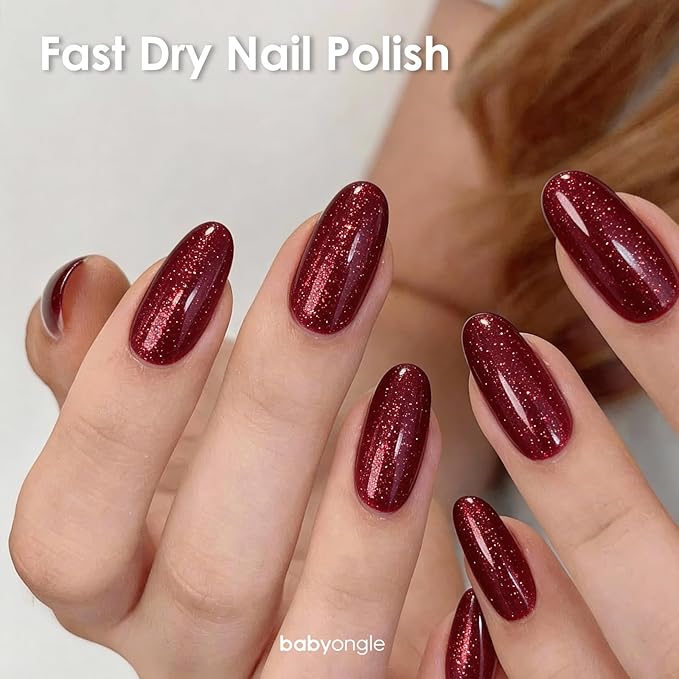 Shimmer Red Nail Polish, 14 ML Quick Dry Nail Polish for Nail Art DIY Manicure at Home, Chip Resistant Nail Lacquer for Nail Art Varnish, Long Lasting, BOG125