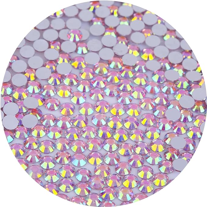 4500 Pcs SS12 3mm Flatback Rhinestones for Nails Art Crafts Glitter Round Gems AB Crystals DIY Clothes Shoes （Light Pink AB）