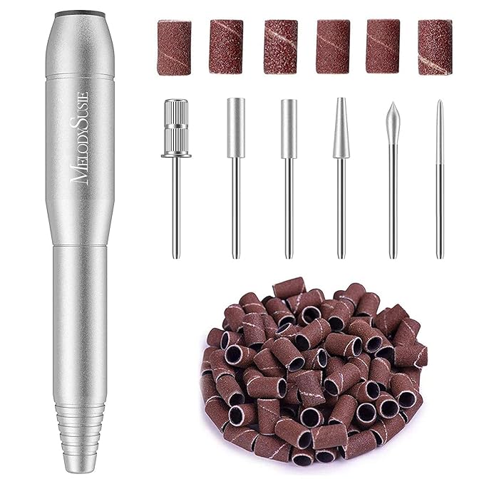 MelodySusie Pen-Shaped Portable Nail Drill with AC Adapter, PC120B 20000RPM Electric File with Compact Design for All Nail Care, Manicure Polishing, Shaping & Gel Removal at Home for Beginners