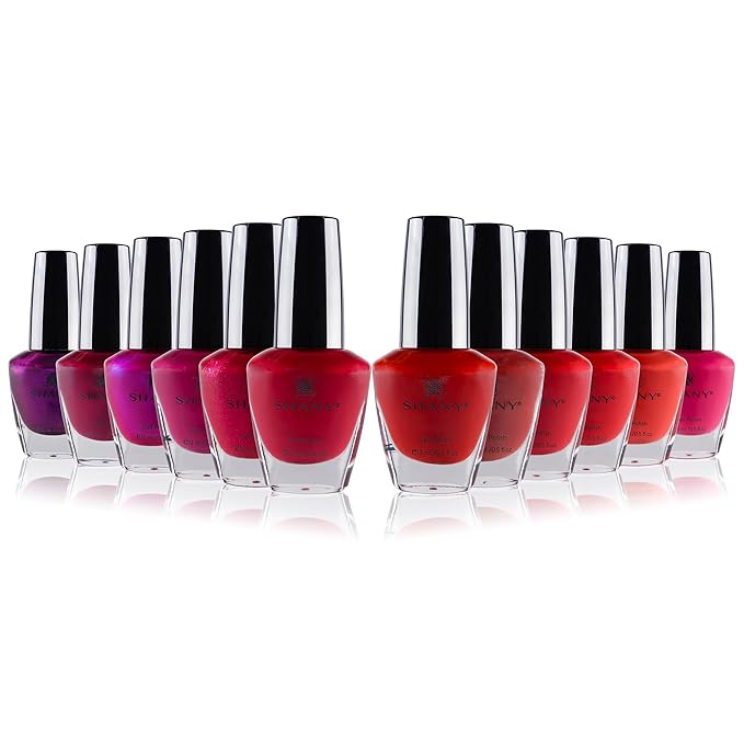 SHANY DIY Nail Polish Set - Quick Dry Nail Lacquer Kit, Vibrant & Colorful DIY Collection, Semi Glossy, Shimmery & Matte Finishes - Full Size - 12 Colors - Rosa