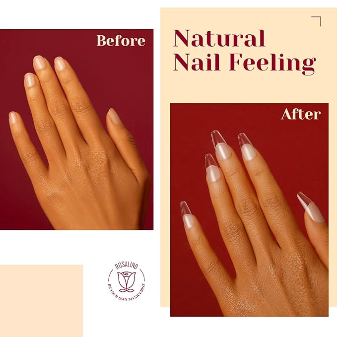 264PCS Clear Coffin Fake Nails with Box,ROSALIND Medium Acrylic Nail Tips Full Cover Press on Nails Extension,12 Size Shape Soft Gel Nail Tips Artificial False Nail Tips DIY Nail Salon and Home