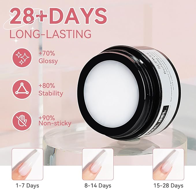3D Nail Art Gel Clear and White Solid Builder Gel for Nails Non-Stick Hand Sculpture Hard Gels with Dual Form for Carving Patterns Decoration Nail Art Home Manicure DIY