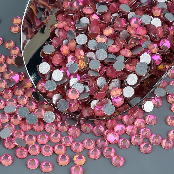 Blinginbox Rhinestones for Crafting,Flatback Rhinestones Glass Gems Stones Round Gemstones Non-Hotfix Crystal for Crafts Nail Decoration,Pink Rose Crystal(3.8-4.0mm) SS16/1440pcs