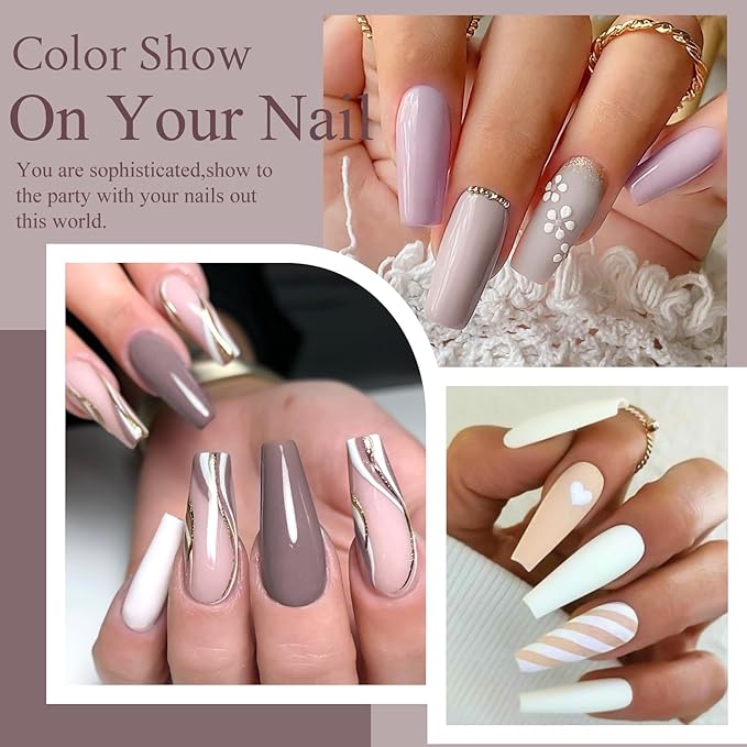 MTSSII Gel Nail Polish Set 8 Colors Skin Tone Collection Nude Brown Gel Polish Pink Neutral Beige Khaki Soak off Uv Led Lamp Needed Manicure Diy Home Gift for Girls