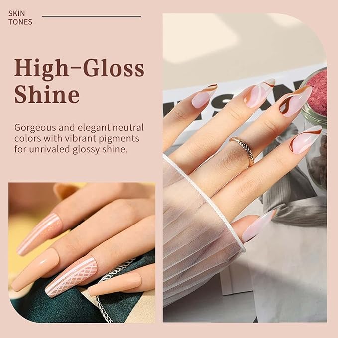 JR 9pcs 15ml Gel Nail Polish Set Light Brown Nude Fall Gel Polish Kit UV LED Soak Off Polish Home DIY Brown Gel Polish Set 15ml