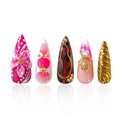 LOVFUL Short Press on Nails Flaming Desire | Handmade Acrylic Press ons| Reusable Fake False Nails | Stiletto Classic Regular 1.3in | H690-S