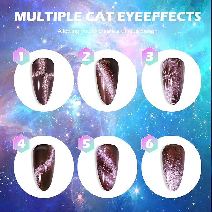 Gel Nail Polish Set, 12 Colors Holographic Glitter Neon Cat Eye Gel Nail Polish Kit with Magnet Base Top Coat Magnetic Nail Polish Starter Kit Nails Art DIY Home Salon Gift for Girls Women
