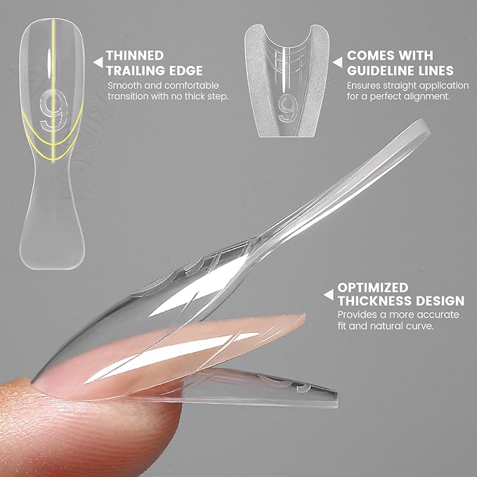 YOKEFELLOW Original Sandwich Nails Dual Forms - 240Pcs Nail Mold for Quick Nails Extension, No Paper Forms Needed, 15 Sizes Plastic Form, Salon Nail Art Tools(W558-Almond)